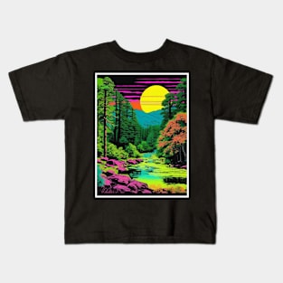 Boating Escape Embracing Uplifting Elements Vintage Aesthetic 60s Kids T-Shirt